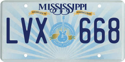 MS license plate LVX668