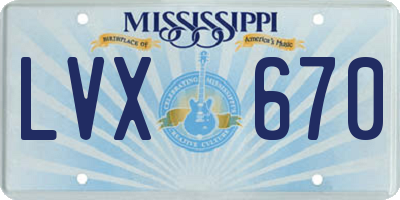 MS license plate LVX670
