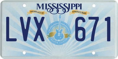 MS license plate LVX671
