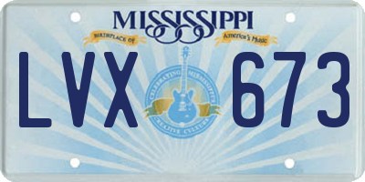 MS license plate LVX673