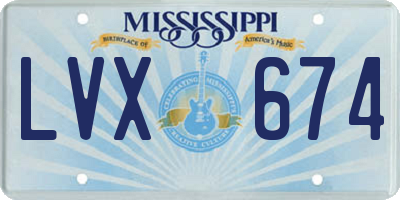 MS license plate LVX674
