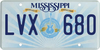 MS license plate LVX680