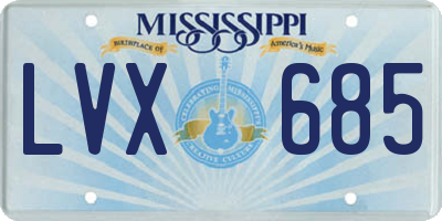 MS license plate LVX685