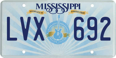 MS license plate LVX692