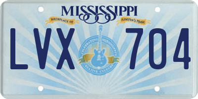 MS license plate LVX704