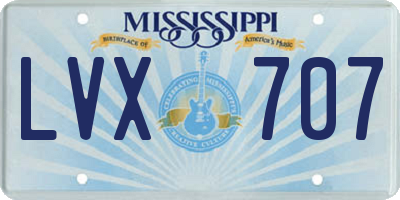 MS license plate LVX707