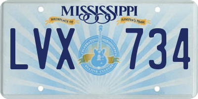 MS license plate LVX734