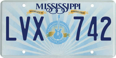 MS license plate LVX742