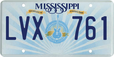 MS license plate LVX761