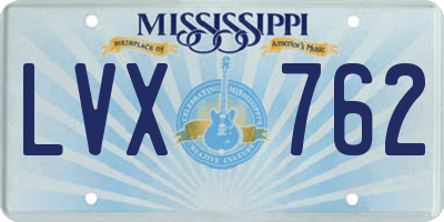 MS license plate LVX762
