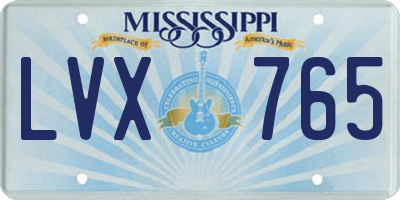 MS license plate LVX765