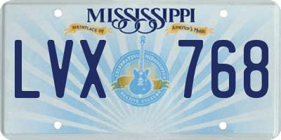 MS license plate LVX768
