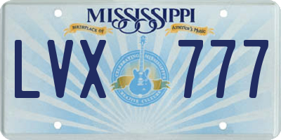 MS license plate LVX777