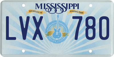 MS license plate LVX780