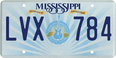 MS license plate LVX784