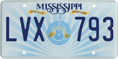 MS license plate LVX793