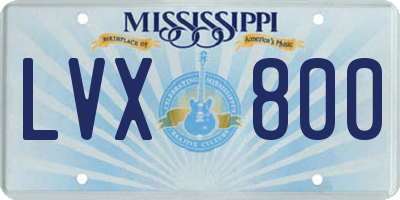 MS license plate LVX800