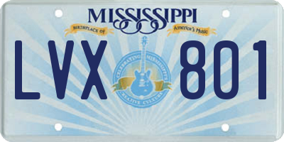 MS license plate LVX801