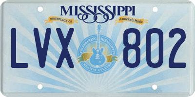 MS license plate LVX802