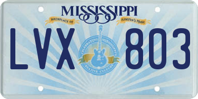 MS license plate LVX803