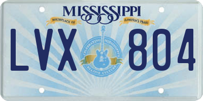 MS license plate LVX804