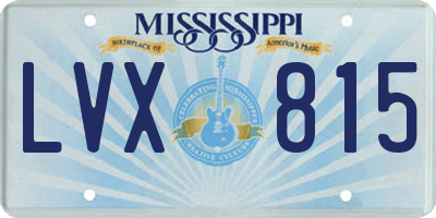MS license plate LVX815