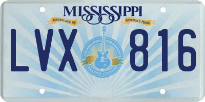 MS license plate LVX816