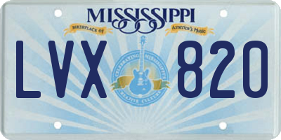 MS license plate LVX820