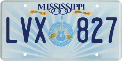 MS license plate LVX827