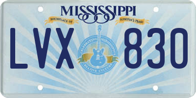MS license plate LVX830