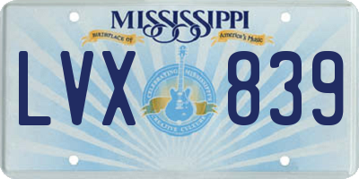 MS license plate LVX839