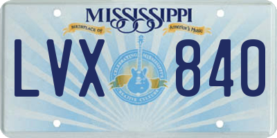 MS license plate LVX840