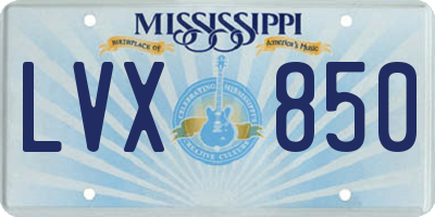 MS license plate LVX850