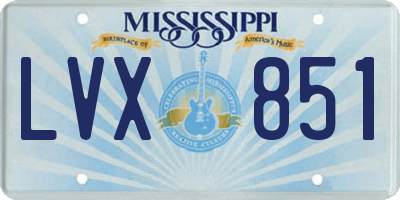 MS license plate LVX851