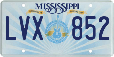 MS license plate LVX852
