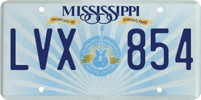 MS license plate LVX854