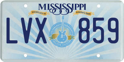 MS license plate LVX859