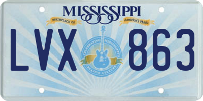 MS license plate LVX863