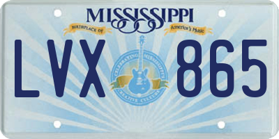 MS license plate LVX865
