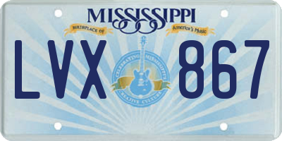 MS license plate LVX867