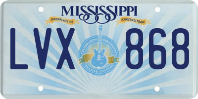 MS license plate LVX868