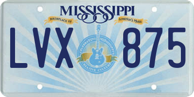MS license plate LVX875