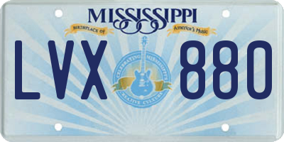 MS license plate LVX880