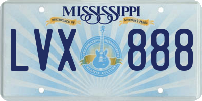 MS license plate LVX888
