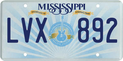 MS license plate LVX892