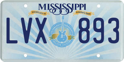 MS license plate LVX893