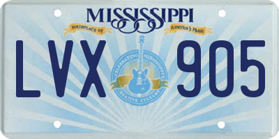 MS license plate LVX905