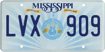 MS license plate LVX909