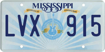 MS license plate LVX915