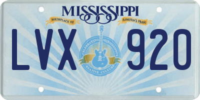 MS license plate LVX920